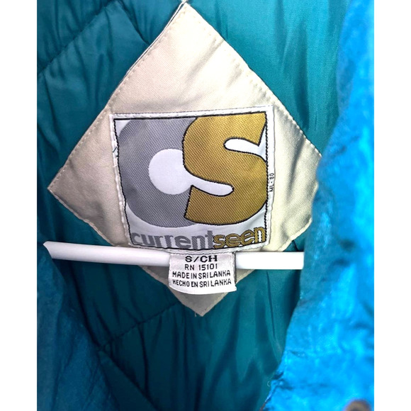 Vintage Current Seen Teal Quilted Jacket Womens Size Small Winter Coat Outerwear - Picture 11 of 12